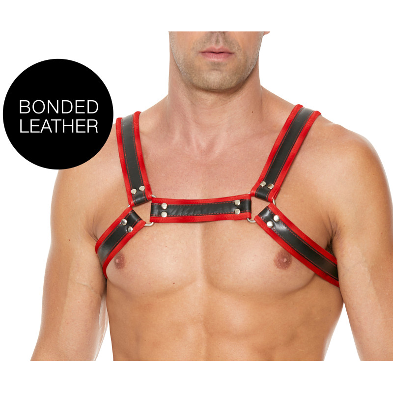 Ouch! Harness Harnais Buckle Bulldog Noir-Rouge